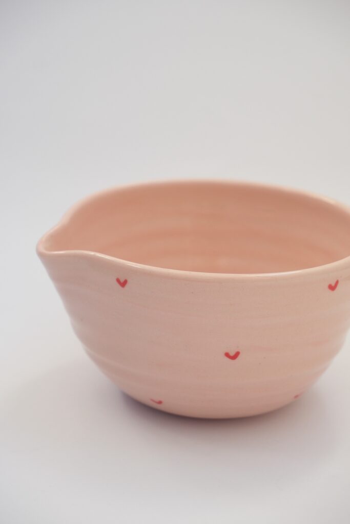 NZ Made Chawan - Pink with Hearts